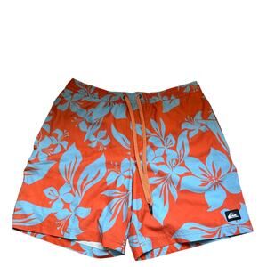 Quiksilver waterman boardshorts blue orange floral size med